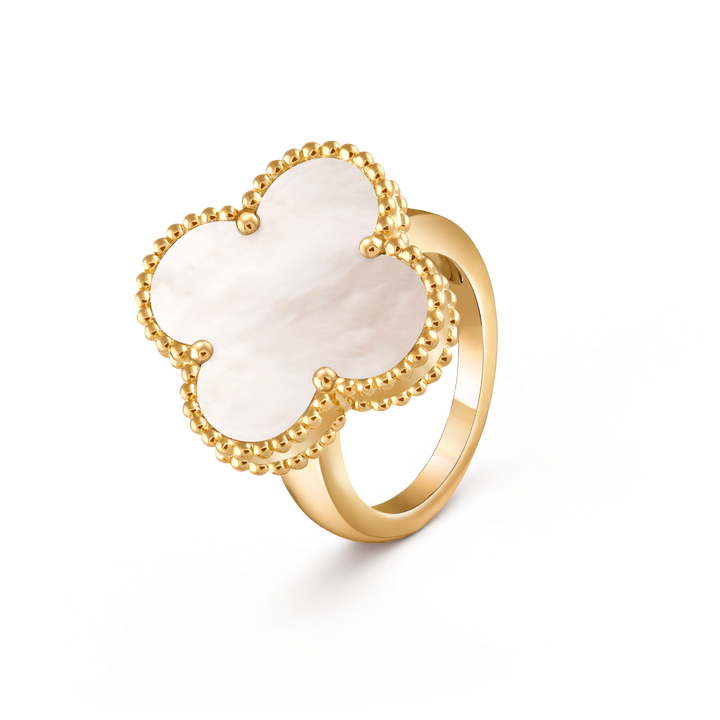 Van Cleef & Arpels Magic Alhambra 18K Yellow Gold Ring with Mother of Pearl