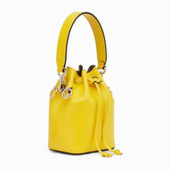 Fendi Mon Trésor Mini Bucket Bag in Yellow Leather with Silver Tone Hardware