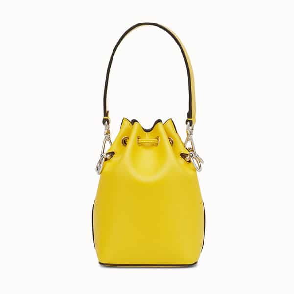 Fendi Mon Trésor Mini Bucket Bag in Yellow Leather with Silver Tone Hardware