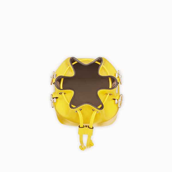 Fendi Mon Trésor Mini Bucket Bag in Yellow Leather with Silver Tone Hardware