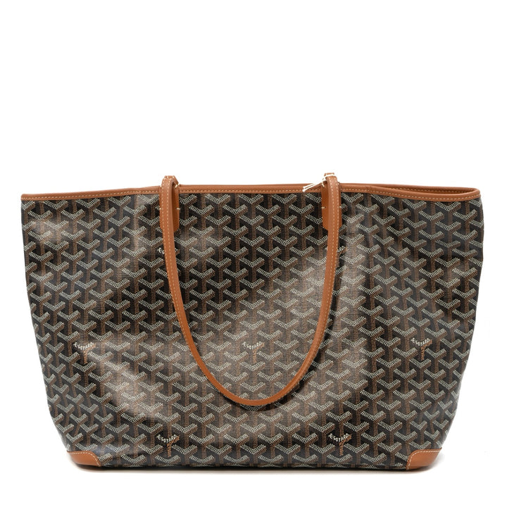 Goyard Artois MM Tote in Black & Natural Goyardine Canvas with Tan Leather Trim - Gemaee  UAE
