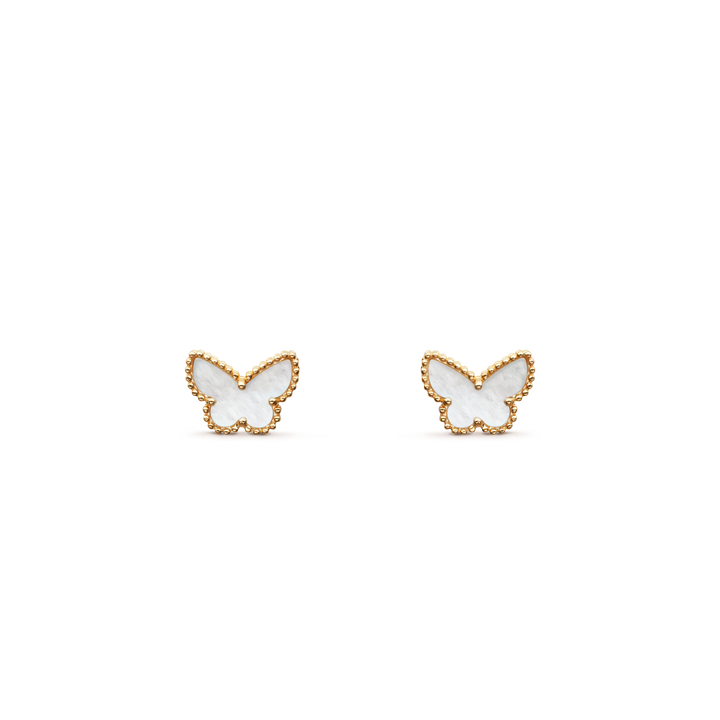 Van Cleef & Arpels Sweet Butterflies Earstuds 18K Yellow Gold White Mother-of-Pearl - Gemaee  UAE