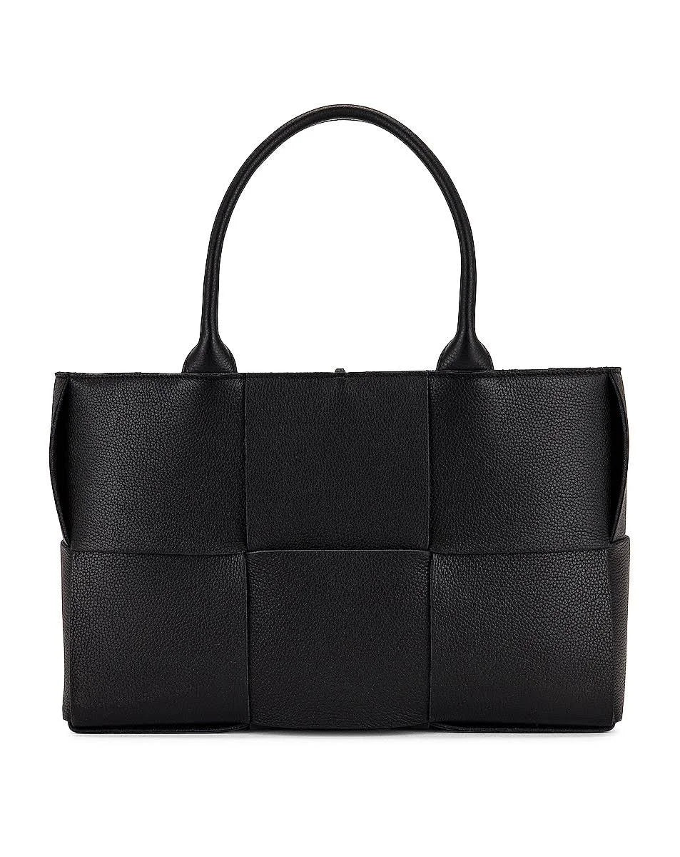 Bottega Veneta Small Arco Tote Bag in Black Intrecciato Leather with Gold Hardware - Gemaee  UAE
