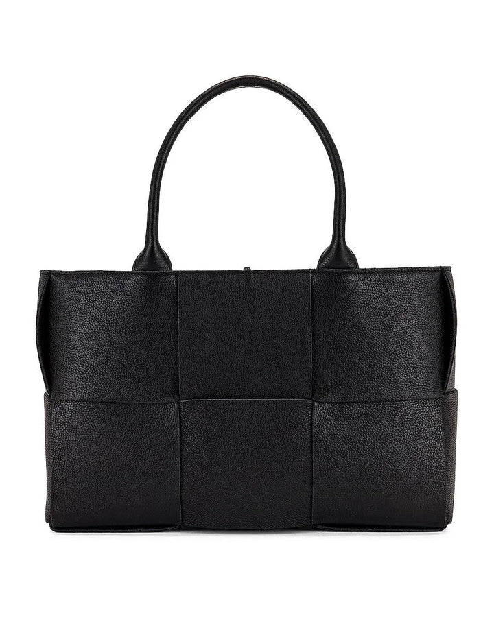 Bottega Veneta Small Arco Tote Bag in Black Intrecciato Leather with Gold Hardware - Gemaee  UAE