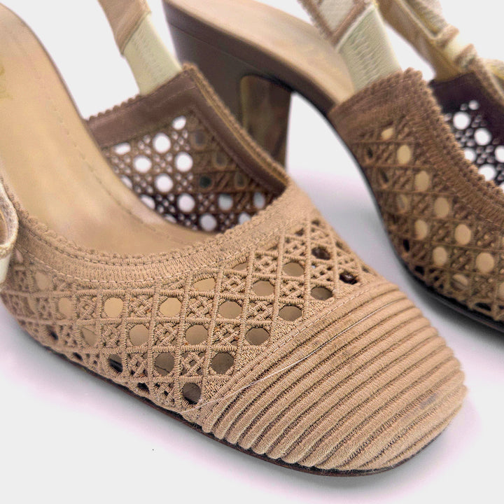Dior Rose Gold Cannage Mesh Moi Slingback Pumps Sandals