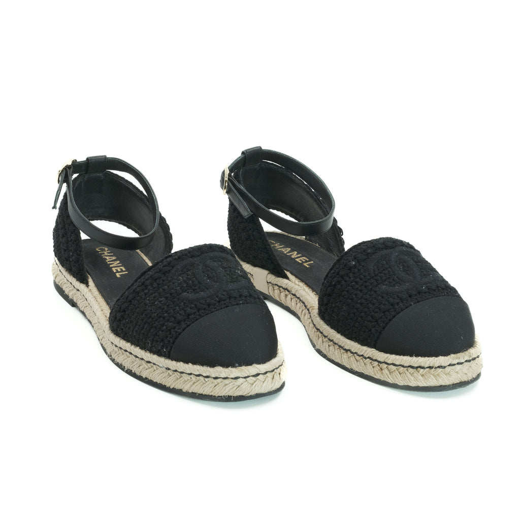 Chanel Woven Espadrilles sandals slides flats heels ankle Strap - Main Image