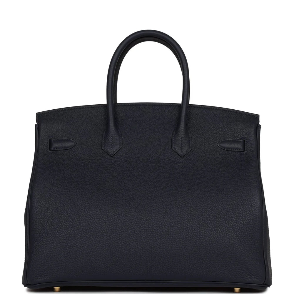 Hermès Birkin 35 bag in Bleu Nuit Togo leather with gold hardware - Gemaee  UAE
