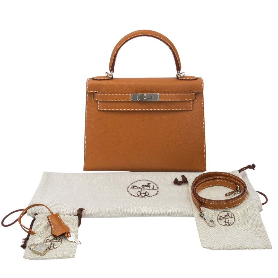 Hermès Kelly Sellier 28 in Gold Color Epsom Leather with Palladium Hardware Bag