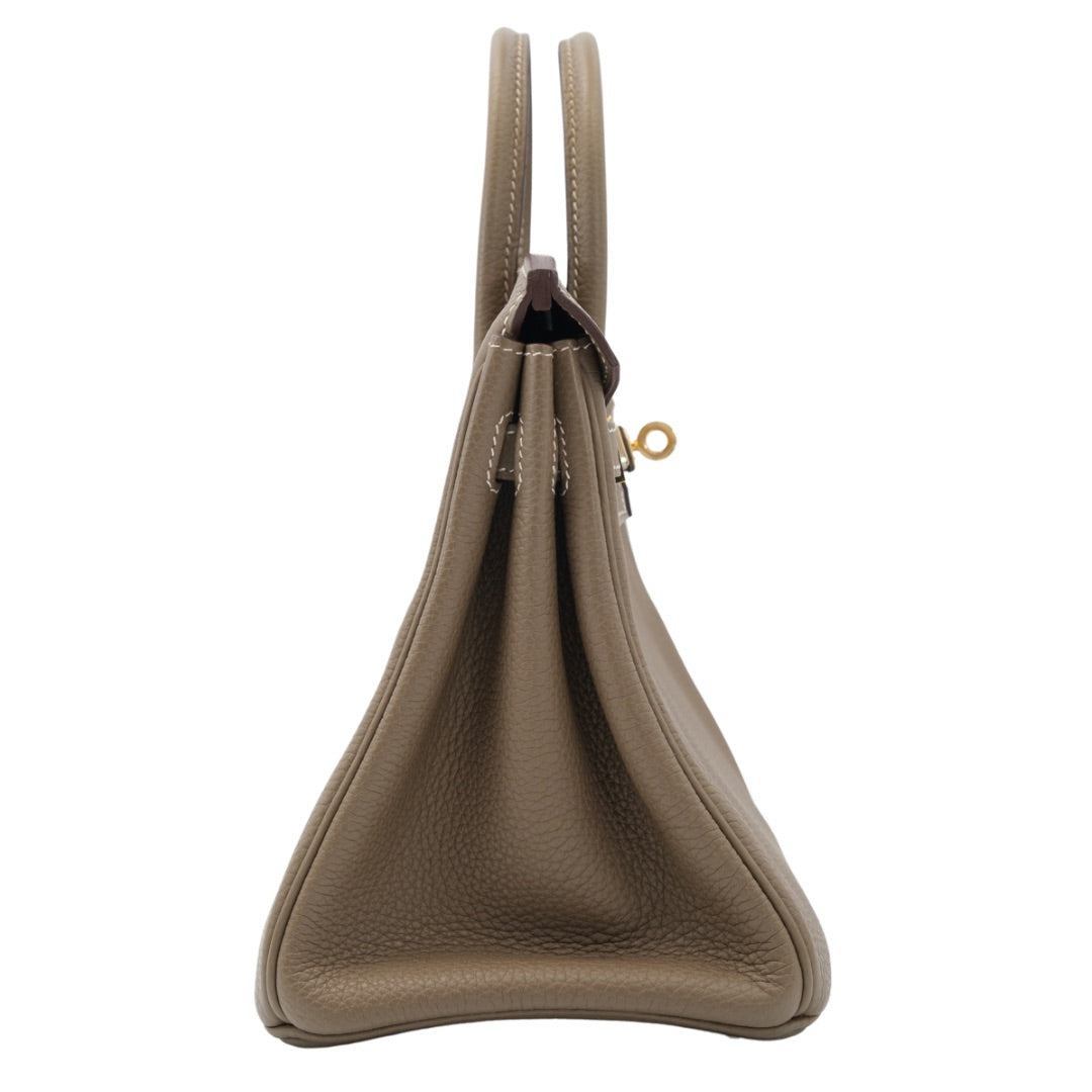 Hermès Birkin 25 in Etoupe Color Togo Leather with Gold Hardware Bag