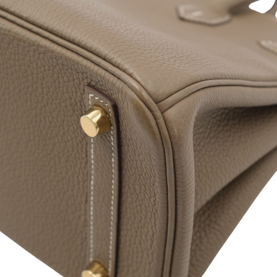 Hermès Birkin 25 in Etoupe Color Togo Leather with Gold Hardware Bag