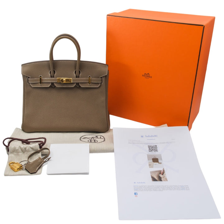 Hermès Birkin 25 in Etoupe Color Togo Leather with Gold Hardware Bag