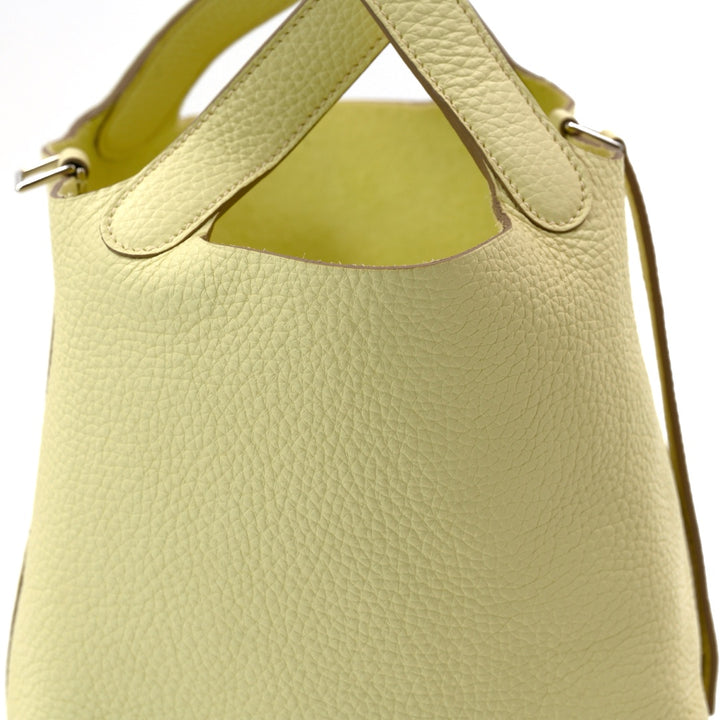 Hermès PICOTIN 18 MILLE JAUNE MILTON Clemence Leather with Palladium Hardware Bag