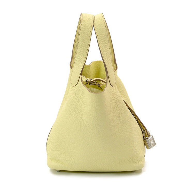 Hermès PICOTIN 18 MILLE JAUNE MILTON Clemence Leather with Palladium Hardware Bag