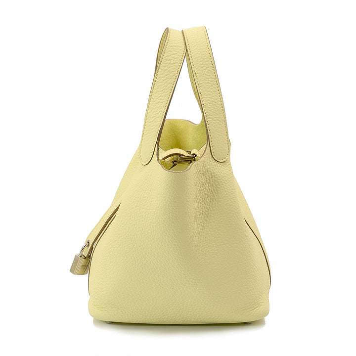 Hermès PICOTIN 18 MILLE JAUNE MILTON Clemence Leather with Palladium Hardware Bag