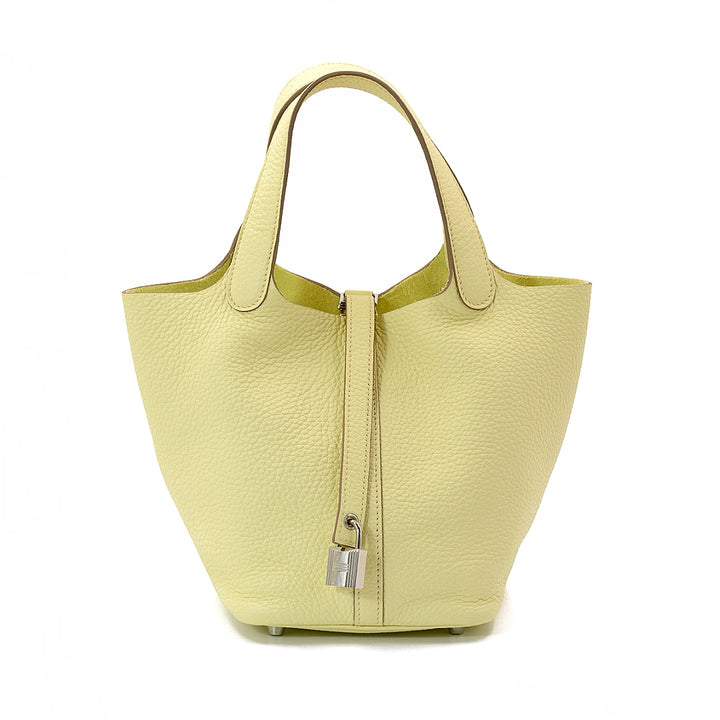 Hermès PICOTIN 18 MILLE JAUNE MILTON Clemence Leather with Palladium Hardware Bag