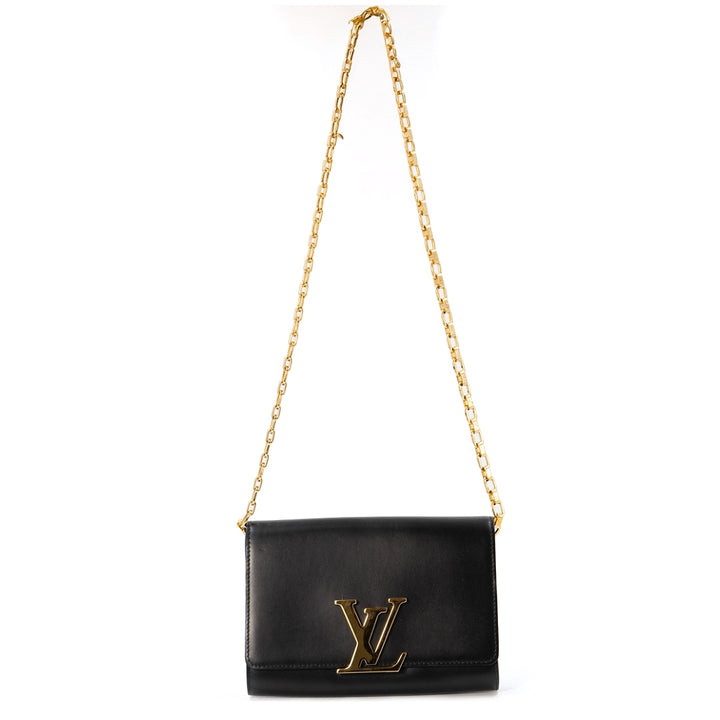 Louis Vuitton Black Leather Chain Louise GM Bag