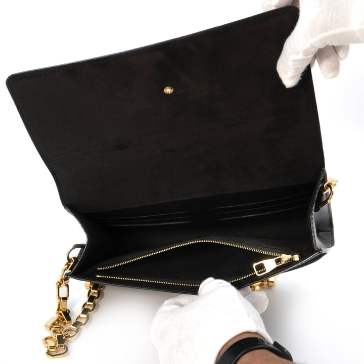 Louis Vuitton Black Leather Chain Louise GM Bag