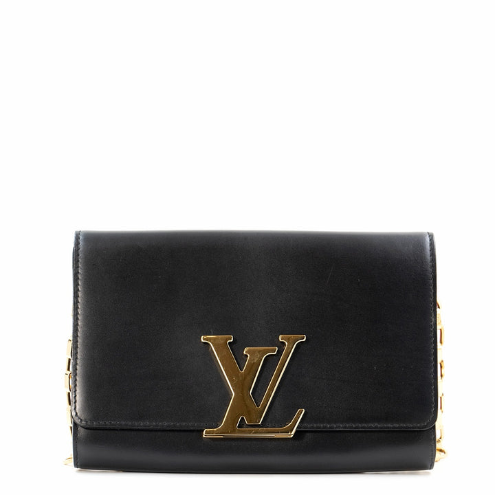 Louis Vuitton Black Leather Chain Louise GM Bag