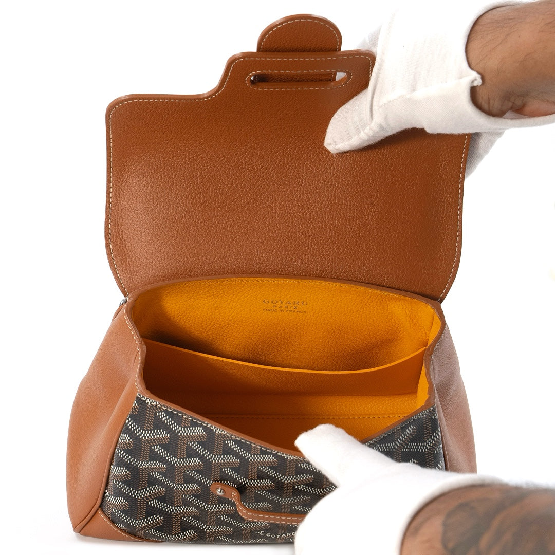 Goyard Saigon Mini Handbag In Coated Canvas And Calfskin Leather