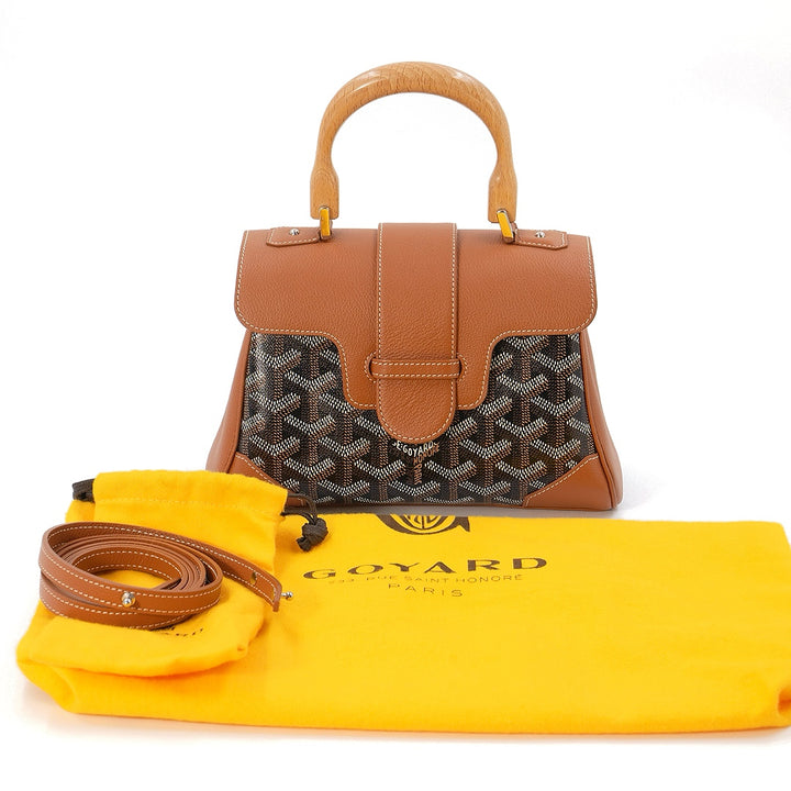 Goyard Saigon Mini Handbag In Coated Canvas And Calfskin Leather