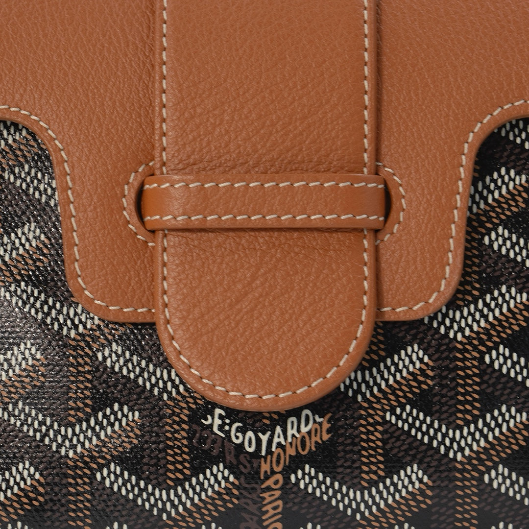 Goyard Saigon Mini Handbag In Coated Canvas And Calfskin Leather