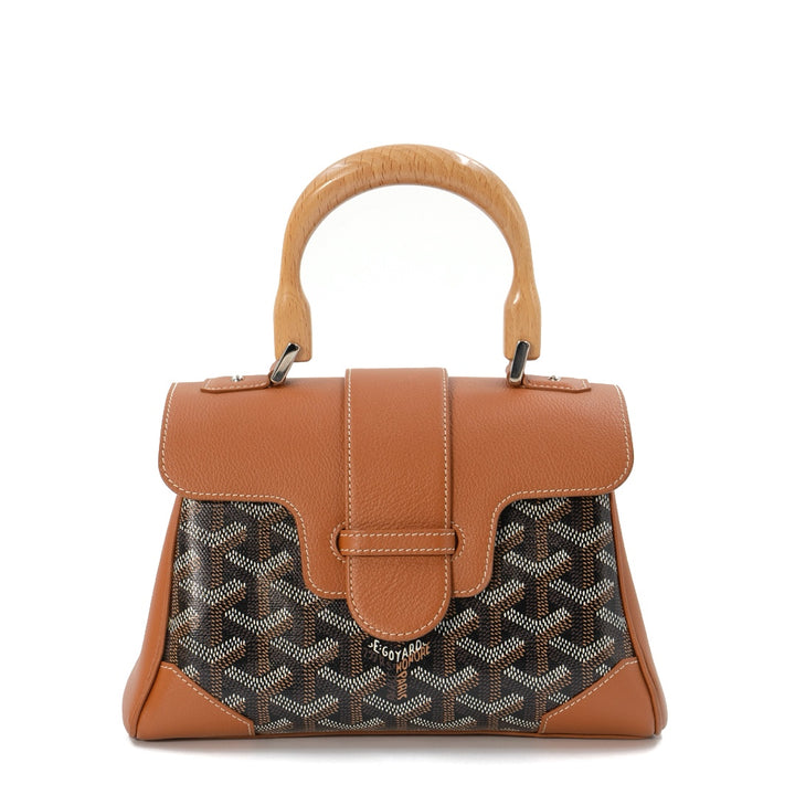 Goyard Saigon Mini Handbag In Coated Canvas And Calfskin Leather