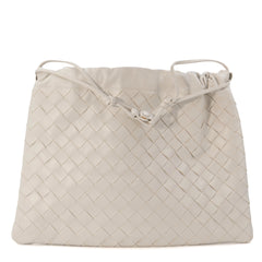Bottega Veneta White Medium Leather Intrecciato Dustbag Shoulder Bag