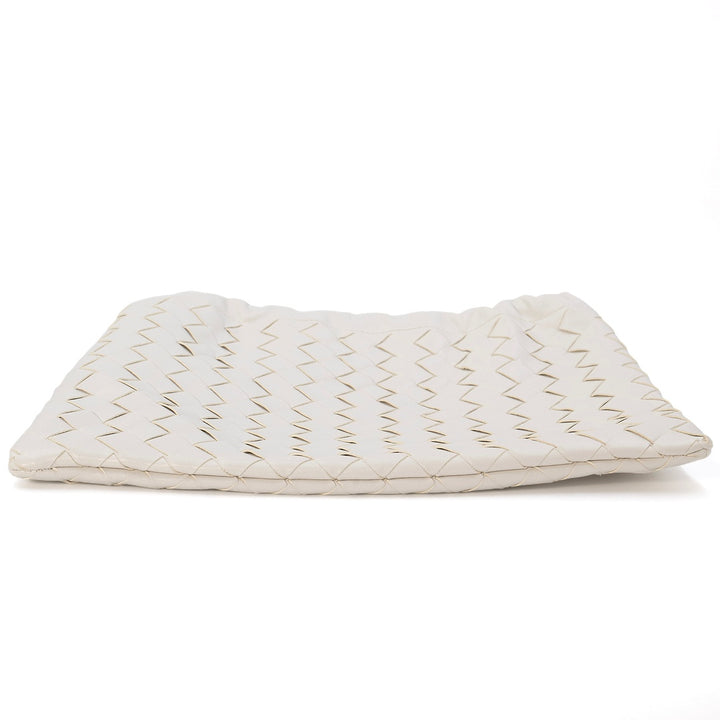 Bottega Veneta White Medium Leather Intrecciato Dustbag Shoulder Bag