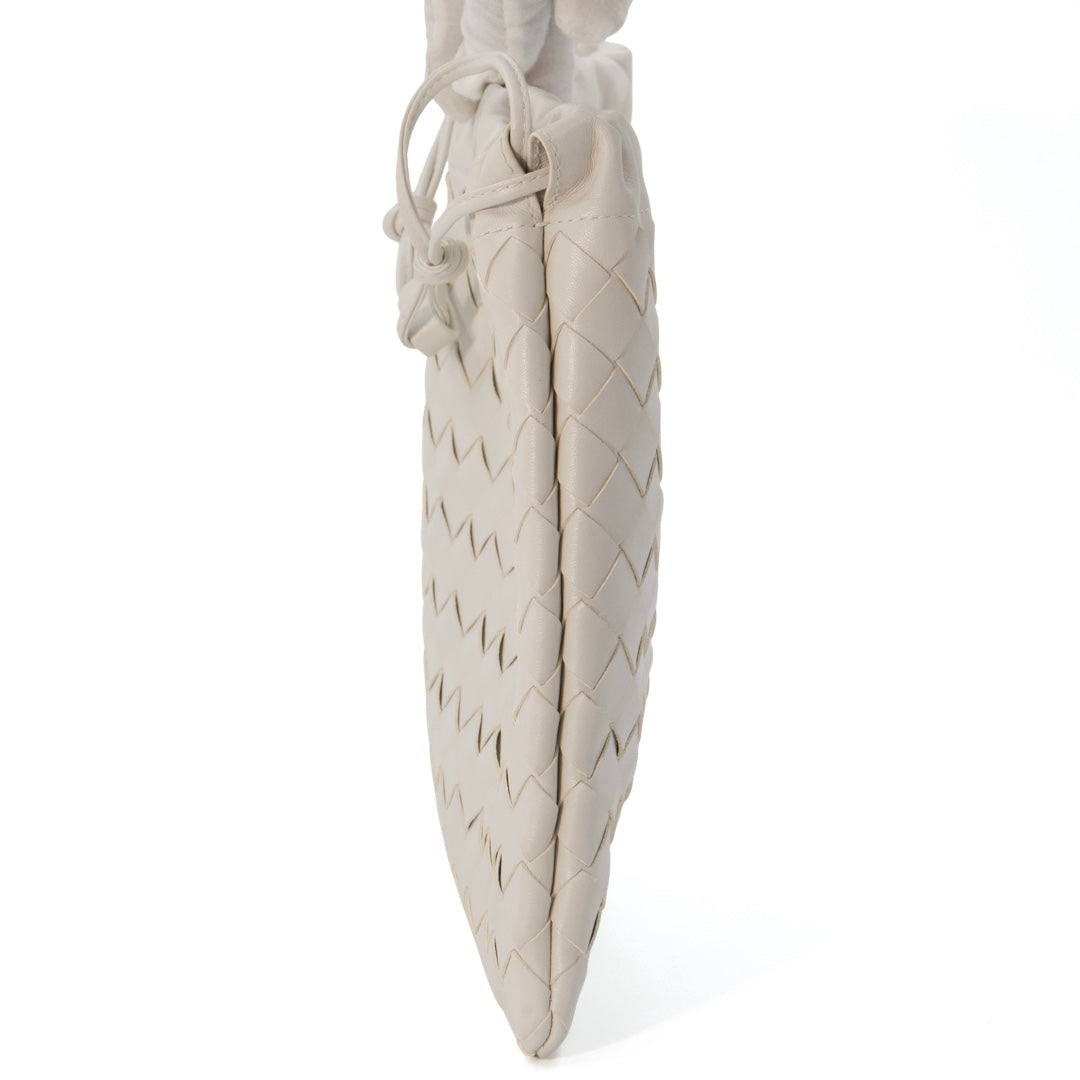 Bottega Veneta White Medium Leather Intrecciato Dustbag Shoulder Bag