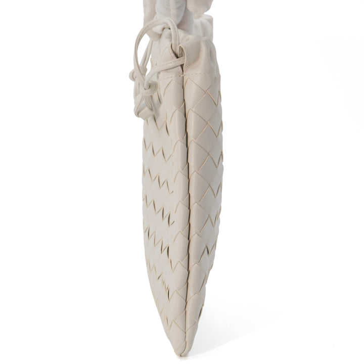 Bottega Veneta White Medium Leather Intrecciato Dustbag Shoulder Bag