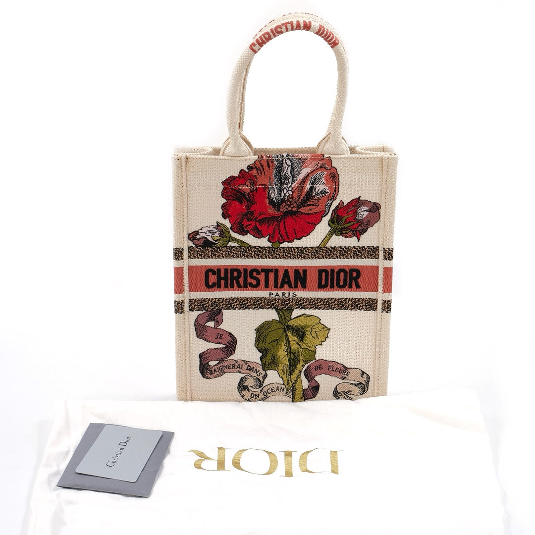 Christian Dior Fleurs Bibliques Embroidery Vertical Book tote bag