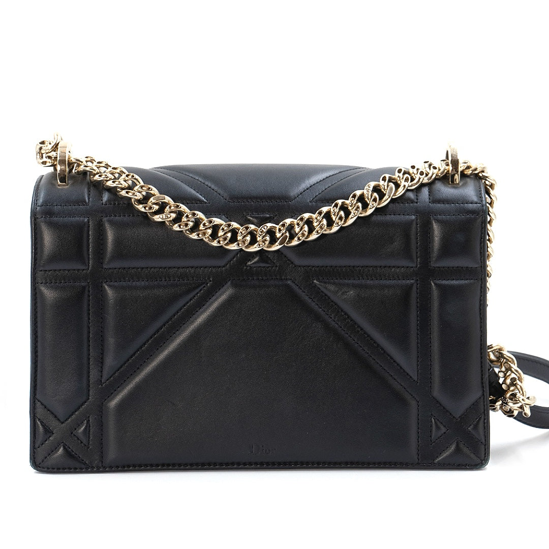 Christian Dior Diorama Black Medium Lambskin Chain Bag with Gold Hardware