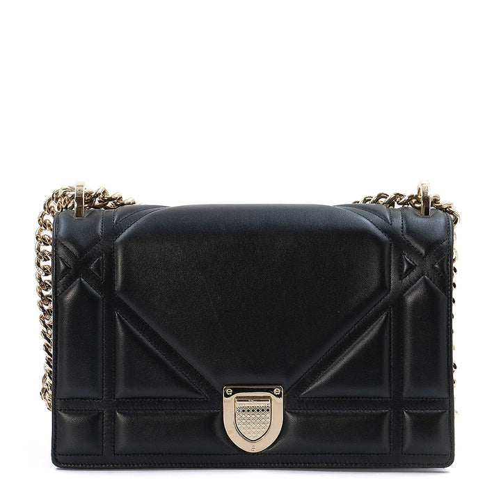 Christian Dior Diorama Black Medium Lambskin Chain Bag with Gold Hardware