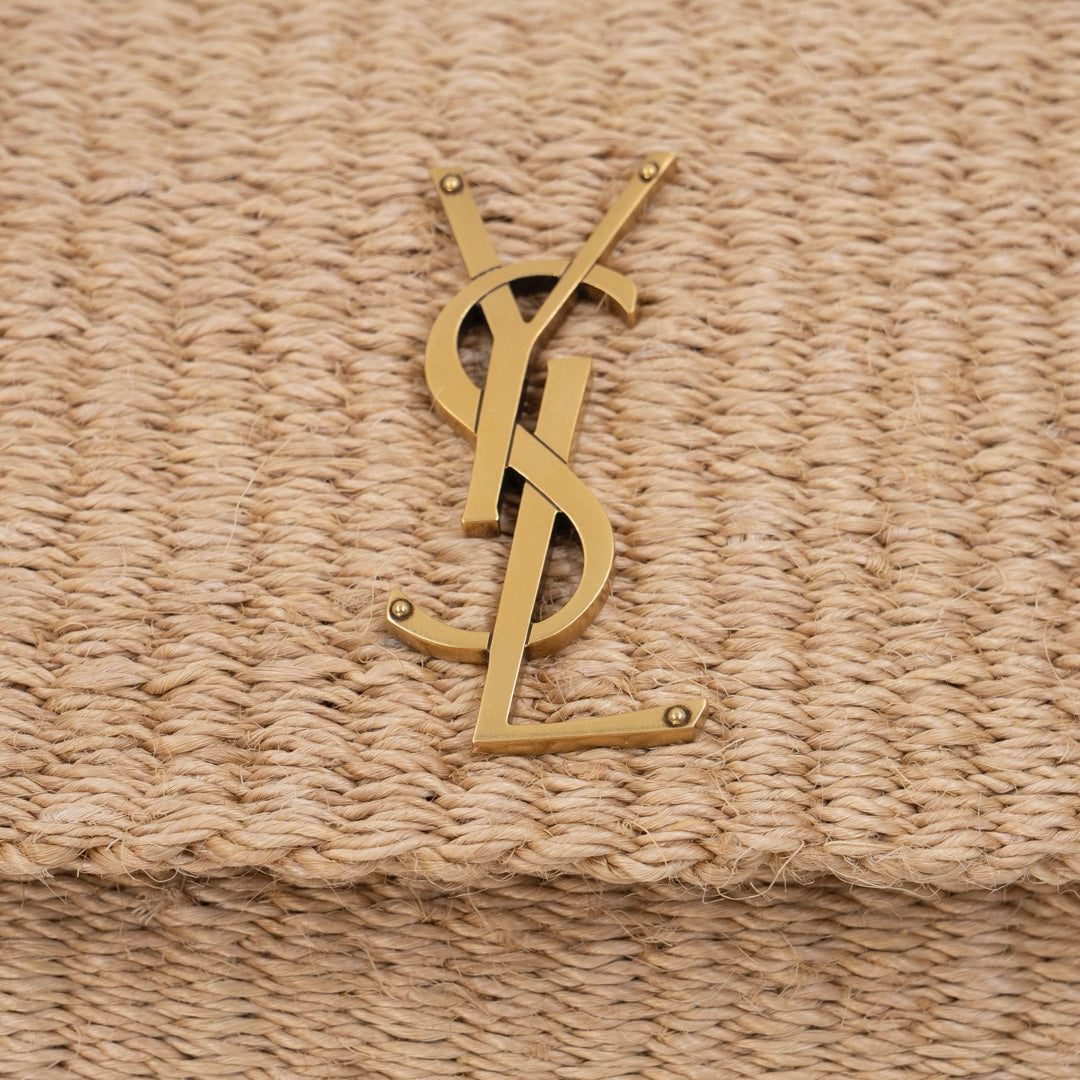 Saint Laurent Kate Medium Raffia Shoulder Bag
