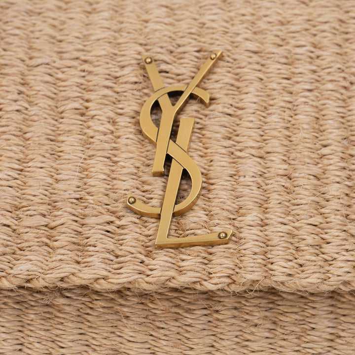 Saint Laurent Kate Medium Raffia Shoulder Bag