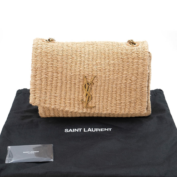 Saint Laurent Kate Medium Raffia Shoulder Bag