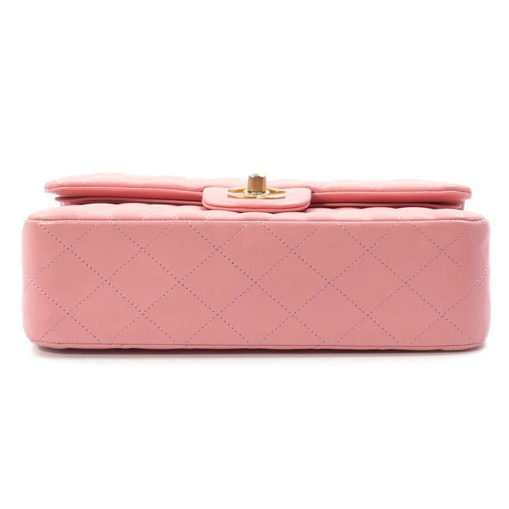 Chanel Small Classic Double Flap Bag in Coral Pink Lambskin Leather with Gold-tone Hardware