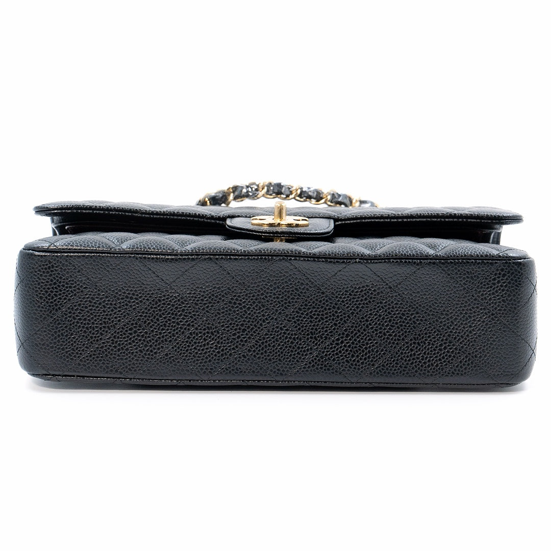 Chanel Medium Classic Double Flap Bag in Black Caviar Leather with Gold Hardware
