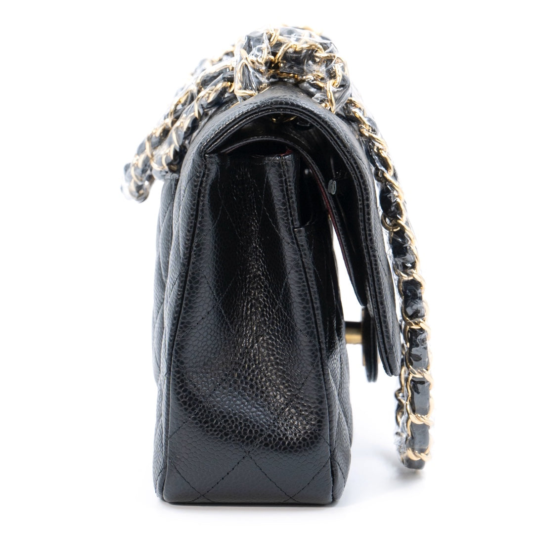 Chanel Medium Classic Double Flap Bag in Black Caviar Leather with Gold Hardware