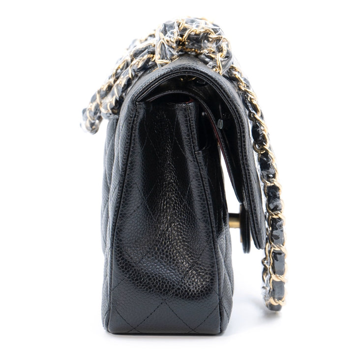 Chanel Medium Classic Double Flap Bag in Black Caviar Leather with Gold Hardware