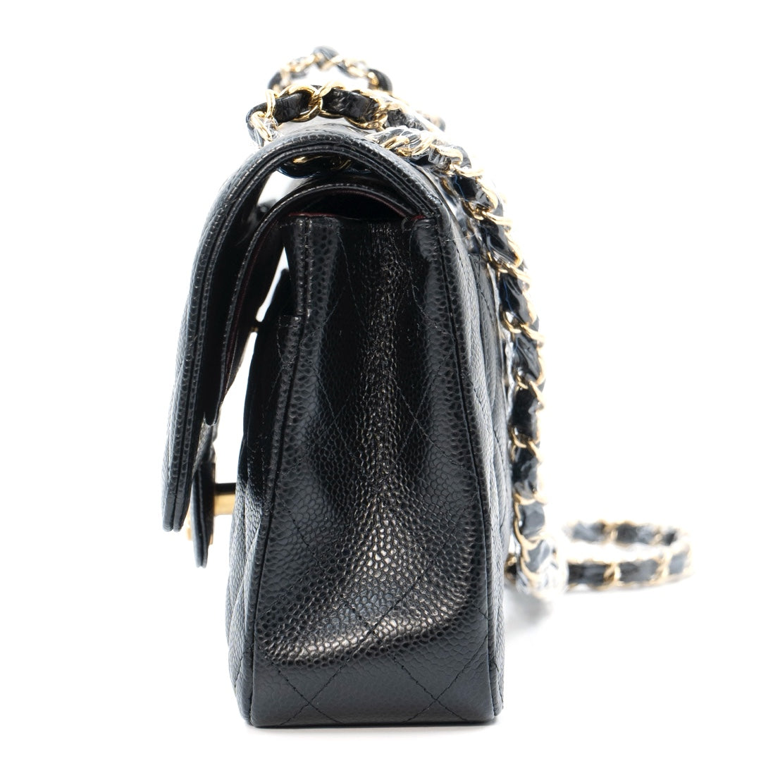 Chanel Medium Classic Double Flap Bag in Black Caviar Leather with Gold Hardware