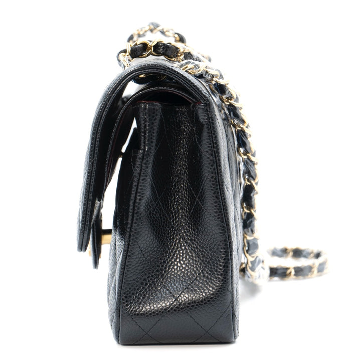 Chanel Medium Classic Double Flap Bag in Black Caviar Leather with Gold Hardware