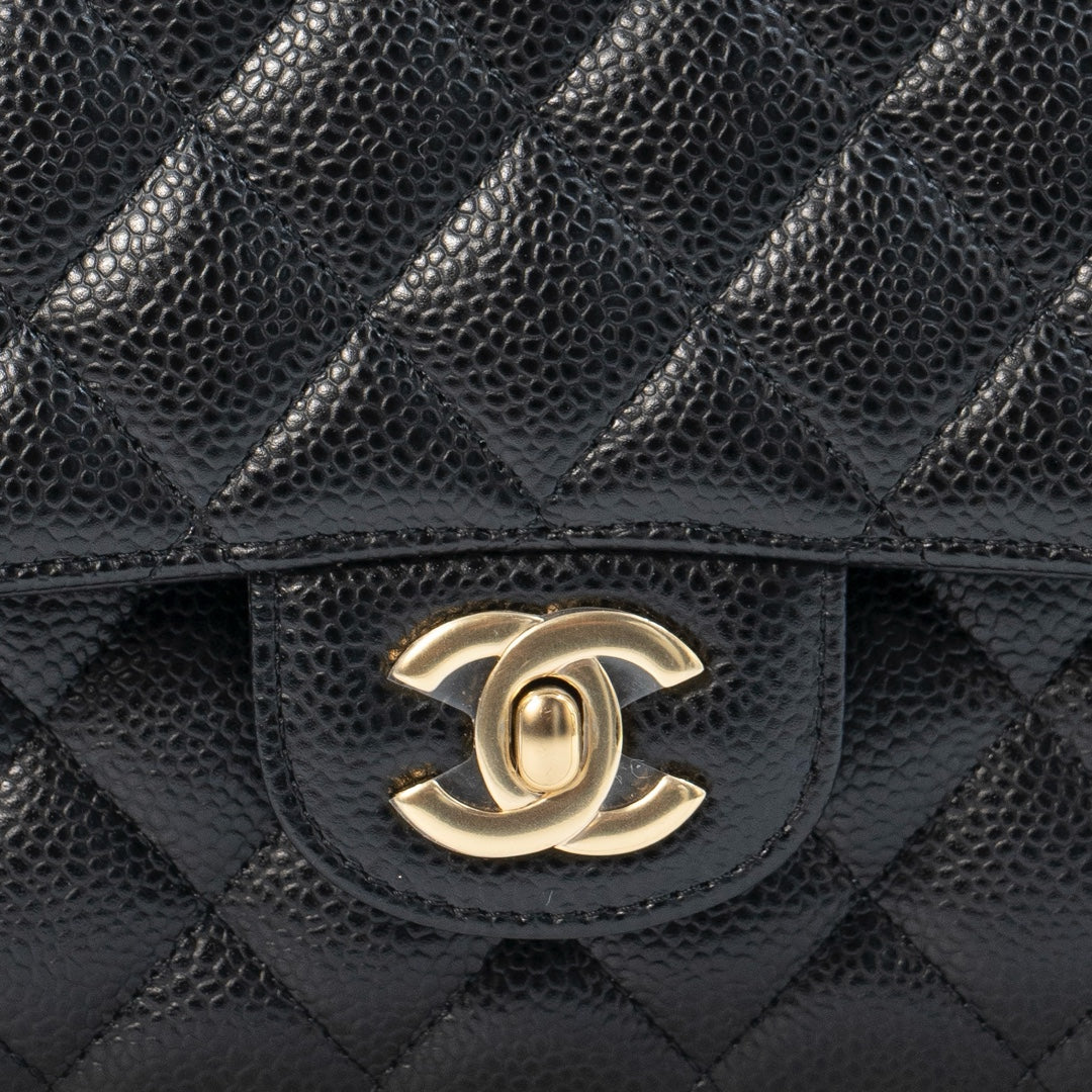 Chanel Medium Classic Double Flap Bag in Black Caviar Leather with Gold Hardware