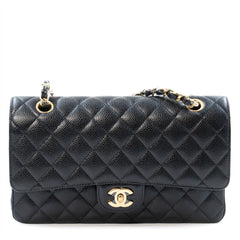 Chanel Medium Classic Double Flap Bag in Black Caviar Leather with Gold Hardware