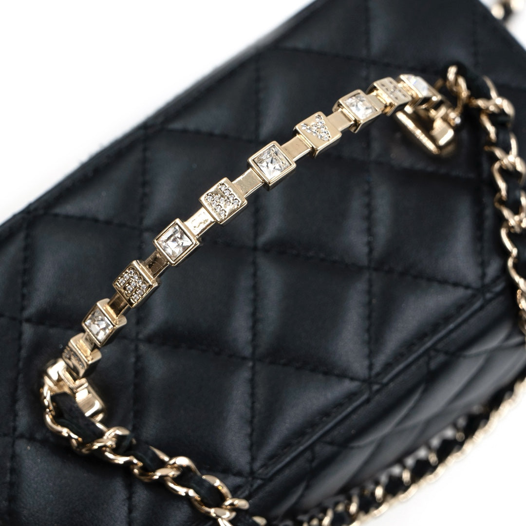 Chanel Small Quilted Leather Vanity Case Bag with Top Handle & Chain