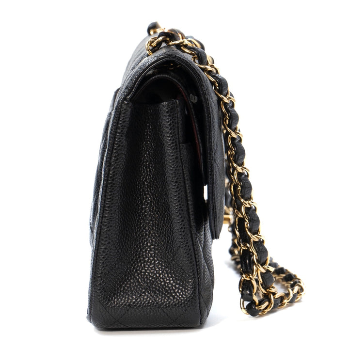 Chanel Medium Classic Double Flap Bag in Black Caviar Leather with Gold Hardware