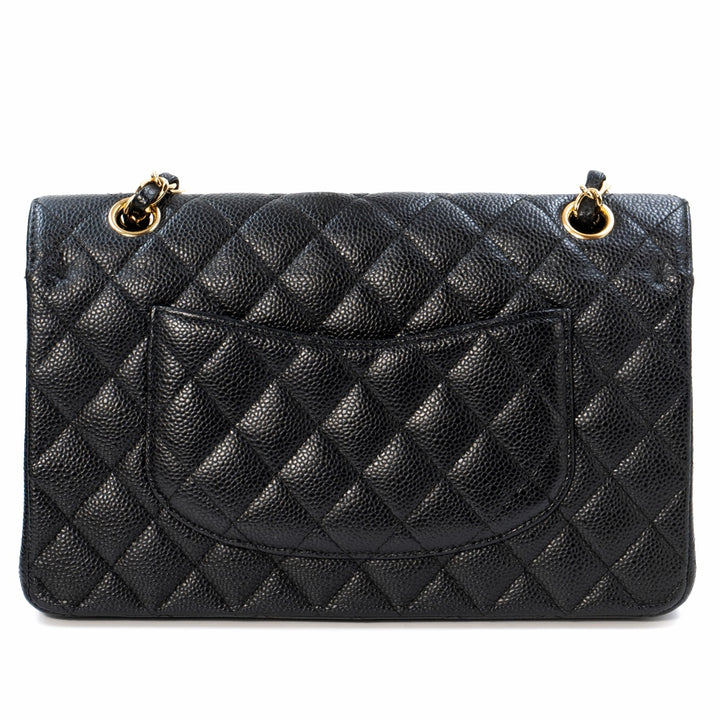Chanel Medium Classic Double Flap Bag in Black Caviar Leather with Gold Hardware