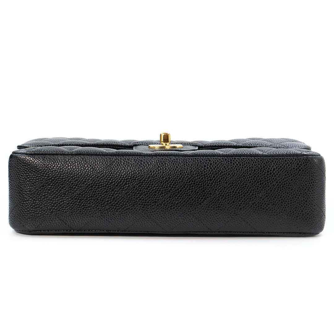 Chanel Medium Classic Double Flap Bag in Black Caviar Leather with Gold Hardware