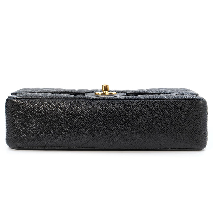 Chanel Medium Classic Double Flap Bag in Black Caviar Leather with Gold Hardware