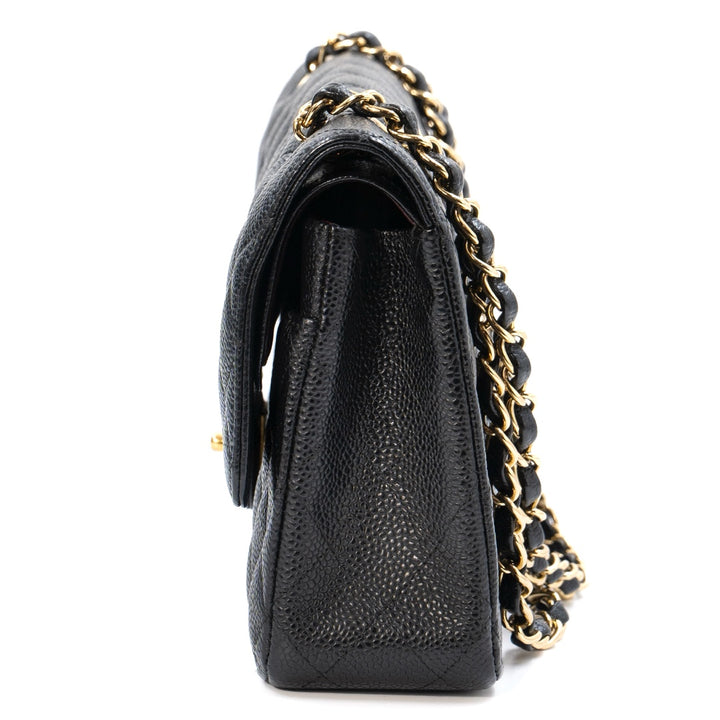 Chanel Medium Classic Double Flap Bag in Black Caviar Leather with Gold Hardware